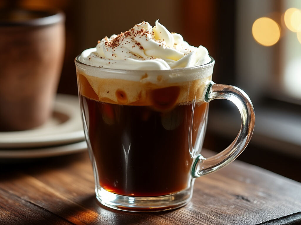 Irish Coffee cocktail in a heatproof glass mug